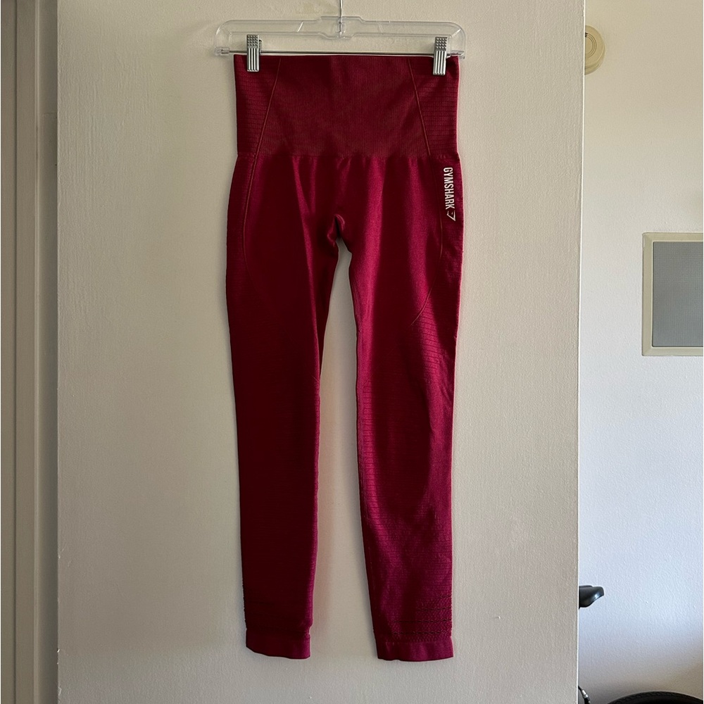 Gymshark Red Seamless Athletic Perforated Leggings size Small EUC